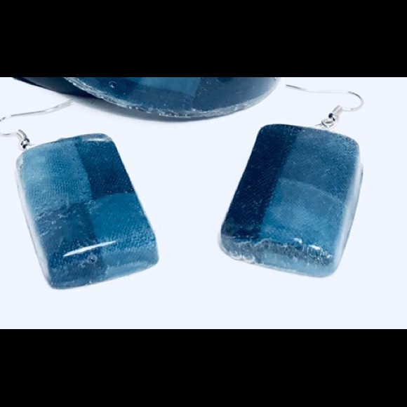 Handmade Patchwork Denim in Resin Jewelry Set - Picture 3 of 3